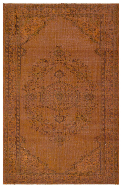 Load image 1 in gallery view. Rust-colored traditional rug with a central medallion and ornate border in a distressed, faded finish.