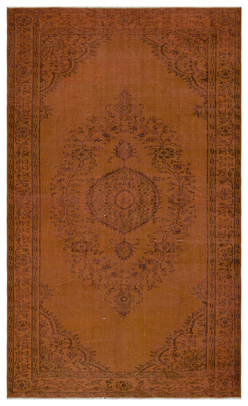 Load image 1 in gallery view. Rust-colored traditional rug with a dark brown central floral medallion and ornate border on a white background.