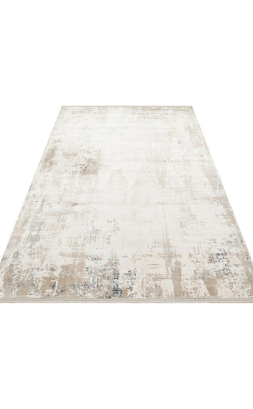 Bild 1 in Galerieansicht laden. White, beige, and charcoal grey area rug with a distressed, abstract textured pattern on a white background.