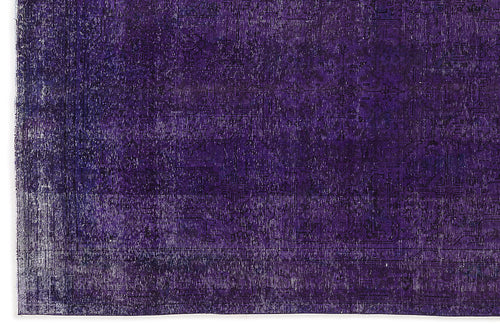Load image 1 in gallery view. Deep purple overdyed rug with a faint, distressed traditional medallion pattern.