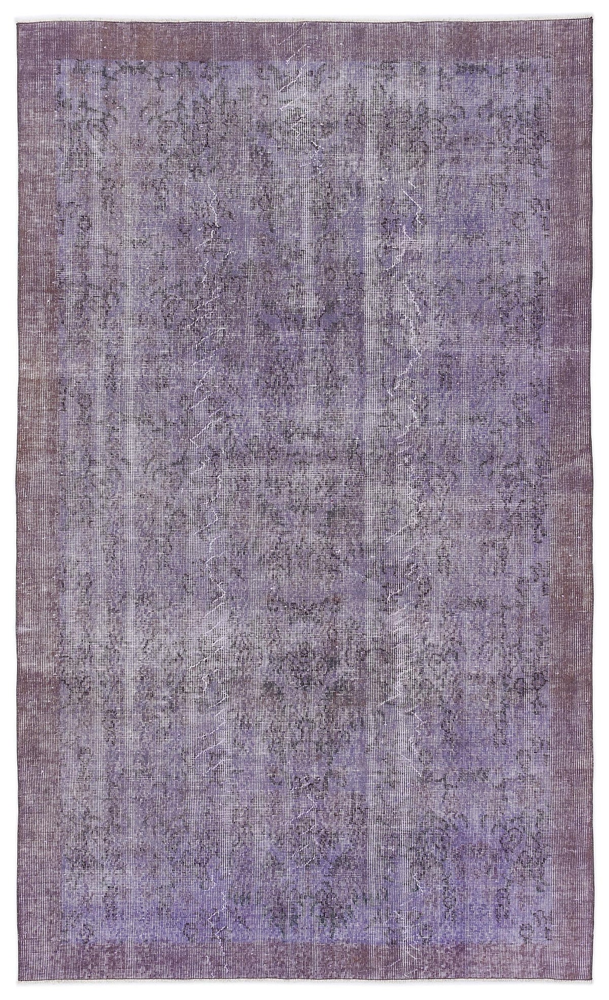 Deep purple distressed vintage-style rug with a faded central medallion and a solid dark border.