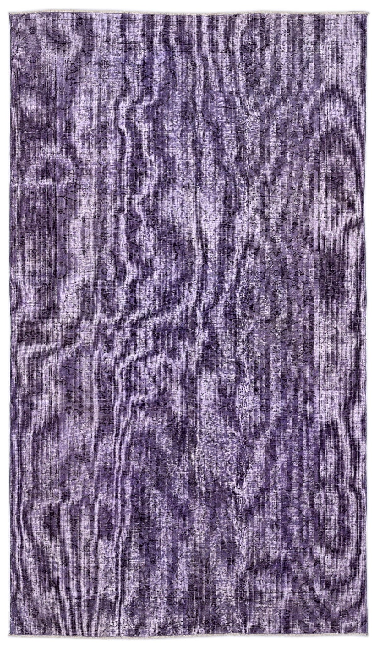 Purple distressed vintage-style rug with a faded traditional floral medallion pattern on a white background.