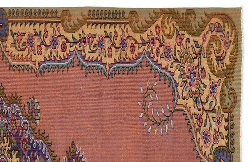 Load image 1 in gallery view. Traditional Persian-style rug with a dusty rose field, intricate floral border, and olive green, blue, and cream accents.