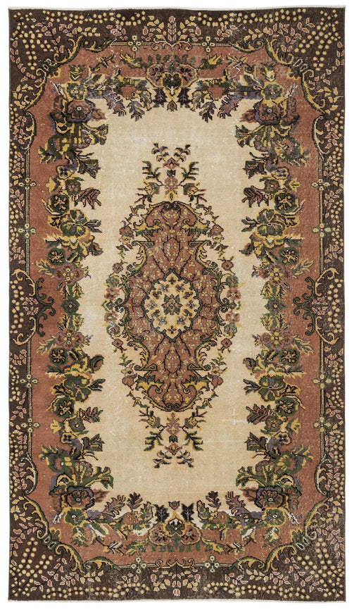 Load image 1 in gallery view. Beige and terracotta traditional rug with a central floral medallion and ornate botanical border.