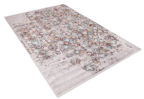 Bild 1 in Galerieansicht laden. The Aged Mosaic - Washable Rug - JR1096 (Custom Size) features a faded, distressed light beige design with multicolored geometric shapes. This modern, vintage-inspired rug is durable and perfect for high-traffic areas in any room.