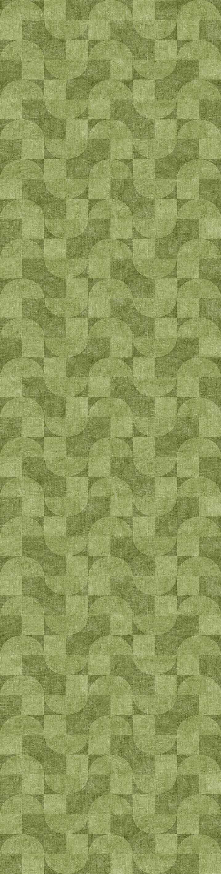 Aged Serenity - Washable Rug - JRN51 features a seamless geometric pattern of overlapping wavy green lines, providing an abstract, textured look—perfect for modern interiors and easy to clean.