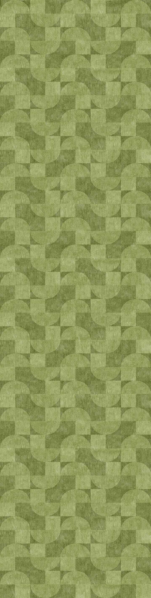 Load image 1 in gallery view. Aged Serenity - Washable Rug - JRN51 features a seamless geometric pattern of overlapping wavy green lines, providing an abstract, textured look—perfect for modern interiors and easy to clean.