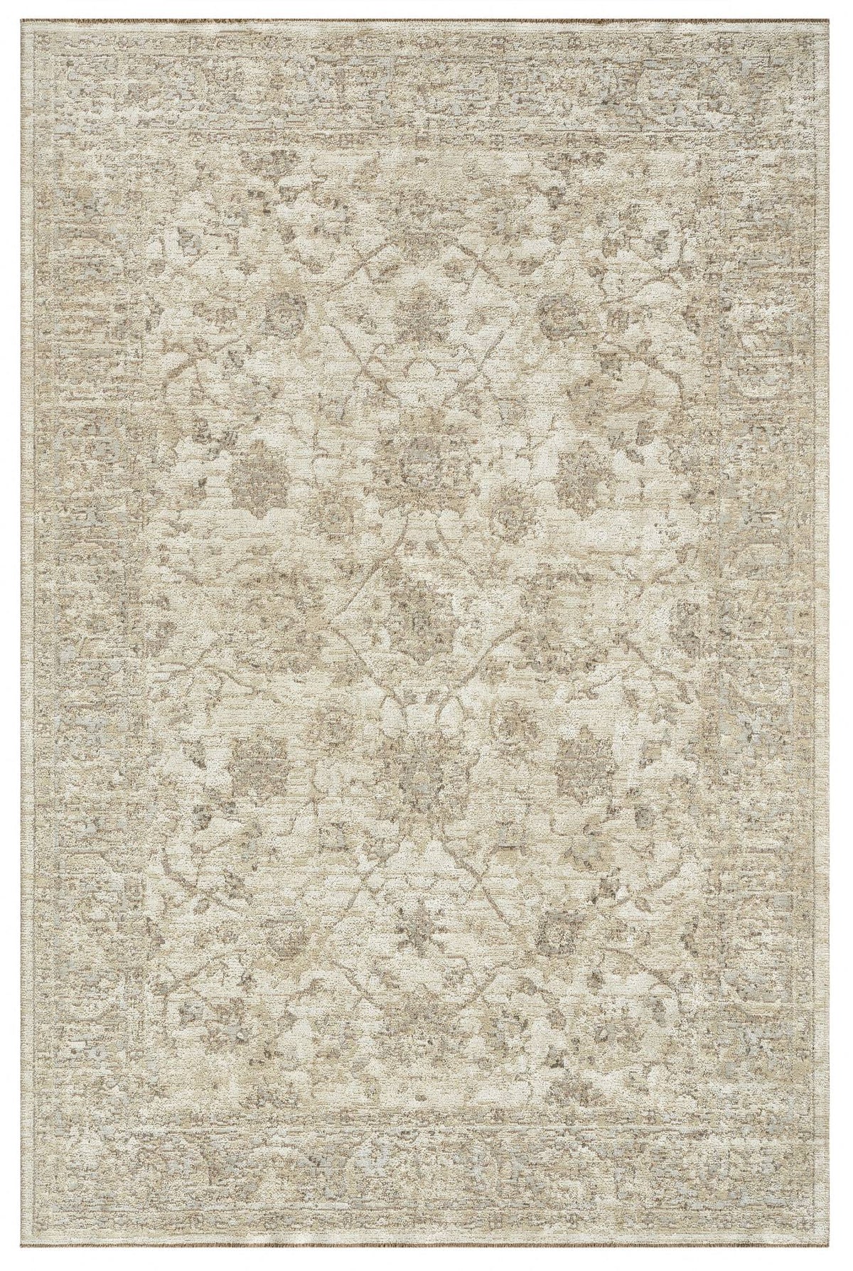 Stone Garden area rug with soft beige and cream ground featuring subtle traditional floral pattern in neutral palette