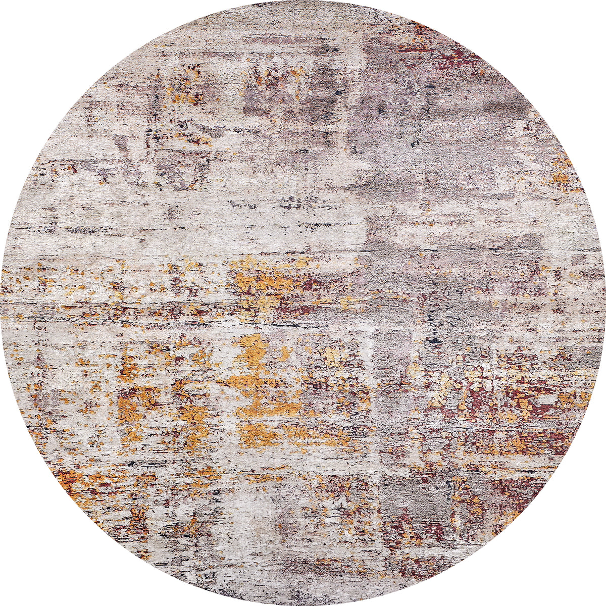 The Artistic Abstraction - Washable Rug - JR775 is a circular, flat weave rug with a white background—allergy-friendly and machine washable for easy care and comfort.