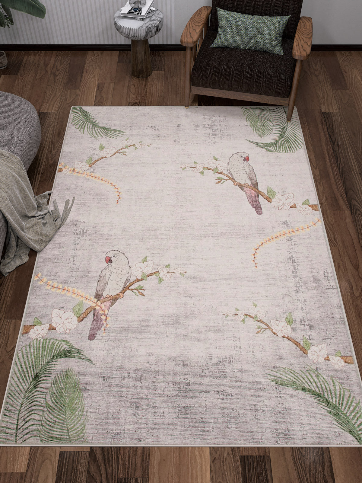 The Ashwing Silence - Washable Rug - JR0048 features a striking geometric pattern in green, adding style and comfort to your floor.