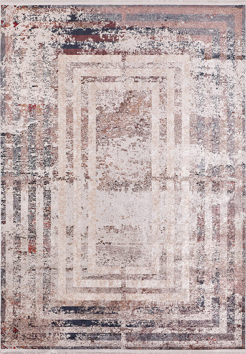 Load image 1 in gallery view. The Bold and Geometric - Washable Rug - JR1410 (Custom Size) showcases an abstract, distressed look with overlapping rectangles in beige, cream, brown, and bronze—a vintage-style, washable rug ideal for high-traffic spaces.