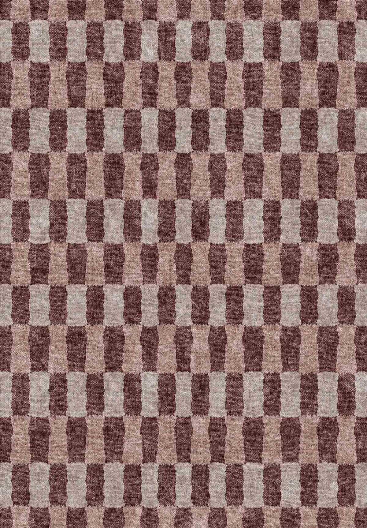 Dark brown and beige rug with a repeating vertical column pattern of alternating rounded rectangular shapes.