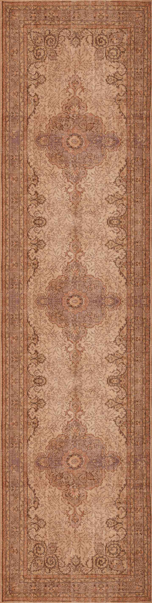 Bild 1 in Galerieansicht laden. The Chateau Elegance - Washable Rug - JRN1018 features a long, rectangular medallion design with ornate, symmetrical patterns in muted brown, beige, and rust for a classic vintage look that enhances any room.