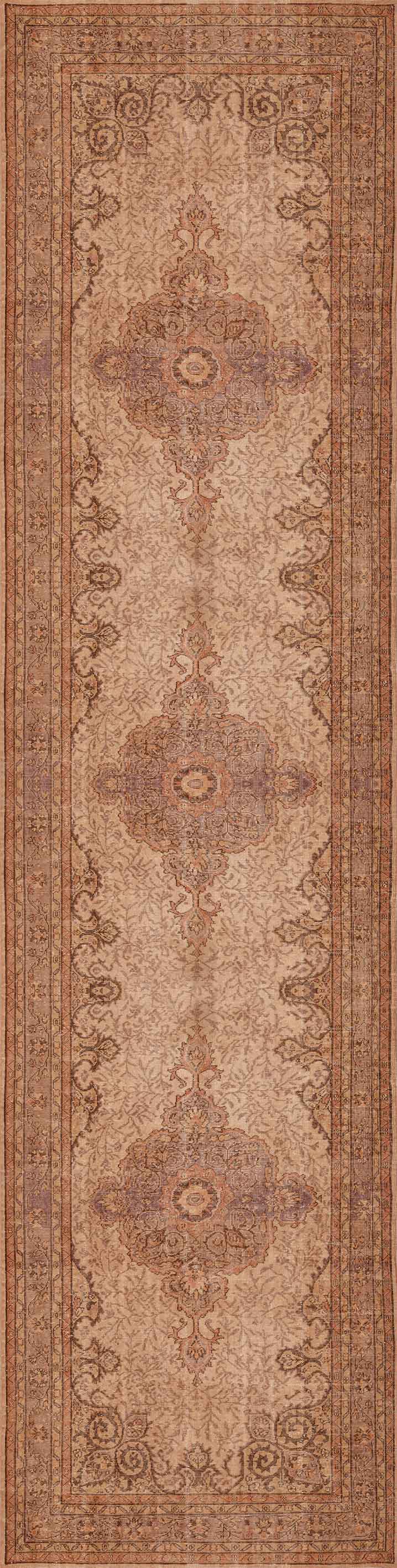 The Chateau Elegance - Washable Rug - JRN1018 (Custom Size) features a vintage-inspired medallion design in muted brown, tan, and rust with ornate borders. This easy-care rug blends traditional style with modern washability.