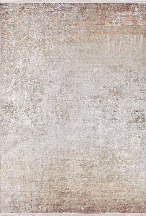 Load image 1 in gallery view. The Cinnamon Swirl - Washable Rug - JR425 (Custom Size) features a large flat weave with a subtle distressed texture in beige, cream, and light brown tones for a soft, faded, minimalist look.