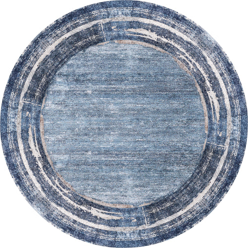 Load image 1 in gallery view. The Classic Bordered - Washable Rug - JR1197 (Custom Size) is a round blue and white rug, washable and ideal for high-traffic areas, making it perfect for allergy-sensitive homes.