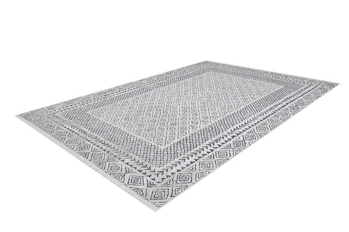 Load image 1 in gallery view. The Classic Contrast - Washable Rug - JR1985 (Custom Size) features a rectangular gray-anthracite design with detailed geometric and floral patterns, multiple decorative borders, diamond motifs, and easy-care washable convenience.