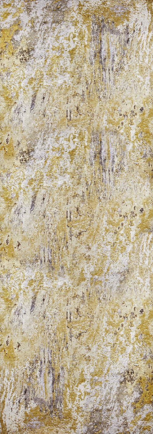 Bild 1 in Galerieansicht laden. The Color Splash - Washable Rug - JR146 features a marbled pattern in yellow, white, and beige with textured streaks and patches, offering a stylish and weathered look perfect for high-traffic areas.