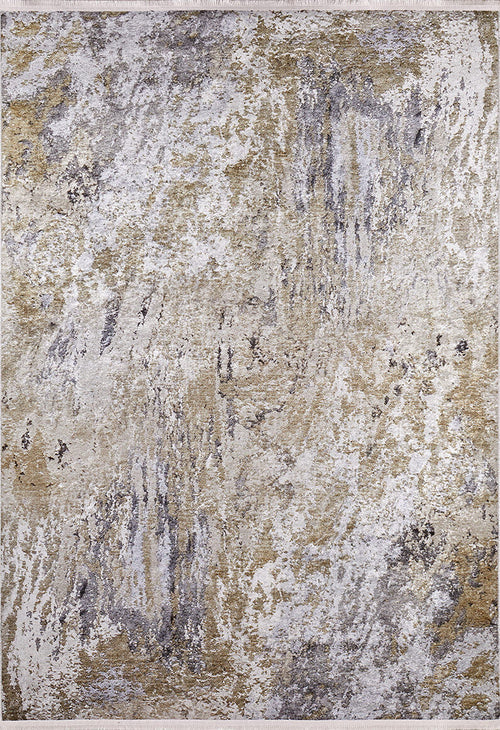 Load image 1 in gallery view. The Contemporary Canvas - Washable Rug - JR145 features a textured, marble-like pattern in beige, gray, white, and yellow-gold. Its durable design is perfect for high-traffic areas and is available in custom sizes.