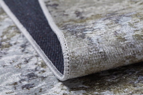 Load image 1 in gallery view. A close-up of the Contemporary Canvas - Washable Rug - JR145 (Custom Size) in yellow-gold, showing fine edge stitching and dark backing—durable and ideal for high-traffic areas.