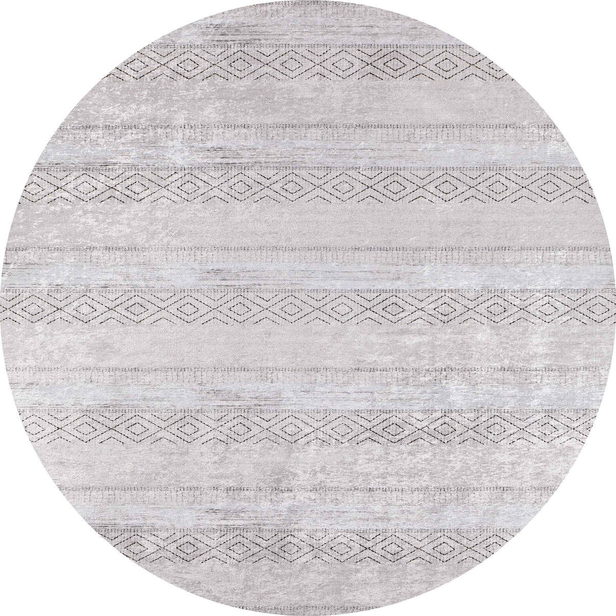 The Contemporary Coordinates - Washable Rug - JR750 is an oval flat weave in light gray with subtle horizontal stripes, some featuring geometric diamond and line motifs, for a modern, elegant look inspired by cream and beige rugs.