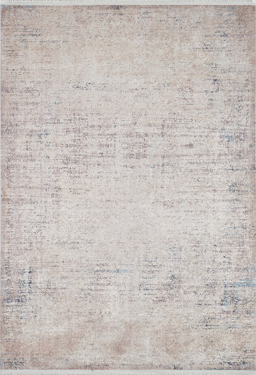 Load image 1 in gallery view. The Copper Glow - Washable Rug - JR1700 (Custom Size) is a large, rectangular rug with a distressed beige and gray design, subtle blue accents, and a vintage look—ideal for high-traffic areas.