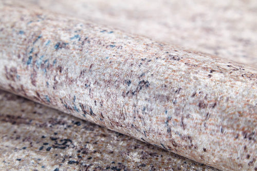 Load image 1 in gallery view. A close-up of the Copper Glow - Washable Rug - JR1700 (Custom Size) showcases its textured, speckled abstract design in beige, brown, and gray tones—ideal for high-traffic areas and easy to clean.