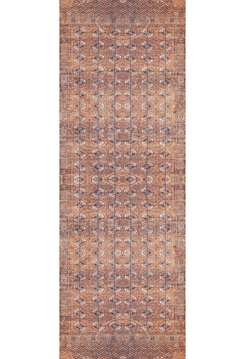 Load image 1 in gallery view. The Earthy Enigma - Washable Rug - JR1937 (Outlet) US is a rectangular Persian rug with geometric and floral patterns in brown, tan, and cream—durable, washable, and perfect for high-traffic spaces.
