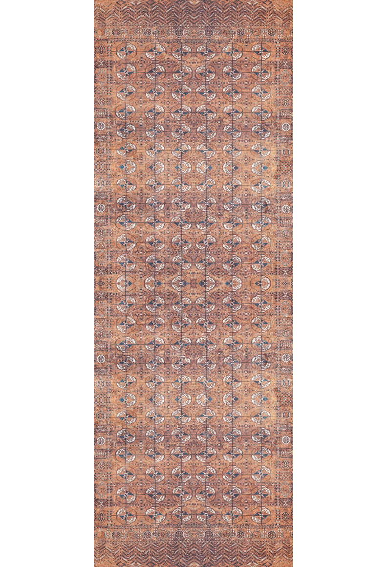 The Earthy Enigma - Washable Rug - JR1937 (Outlet) US is a rectangular Persian rug with geometric and floral patterns in brown, tan, and cream—durable, washable, and perfect for high-traffic spaces.