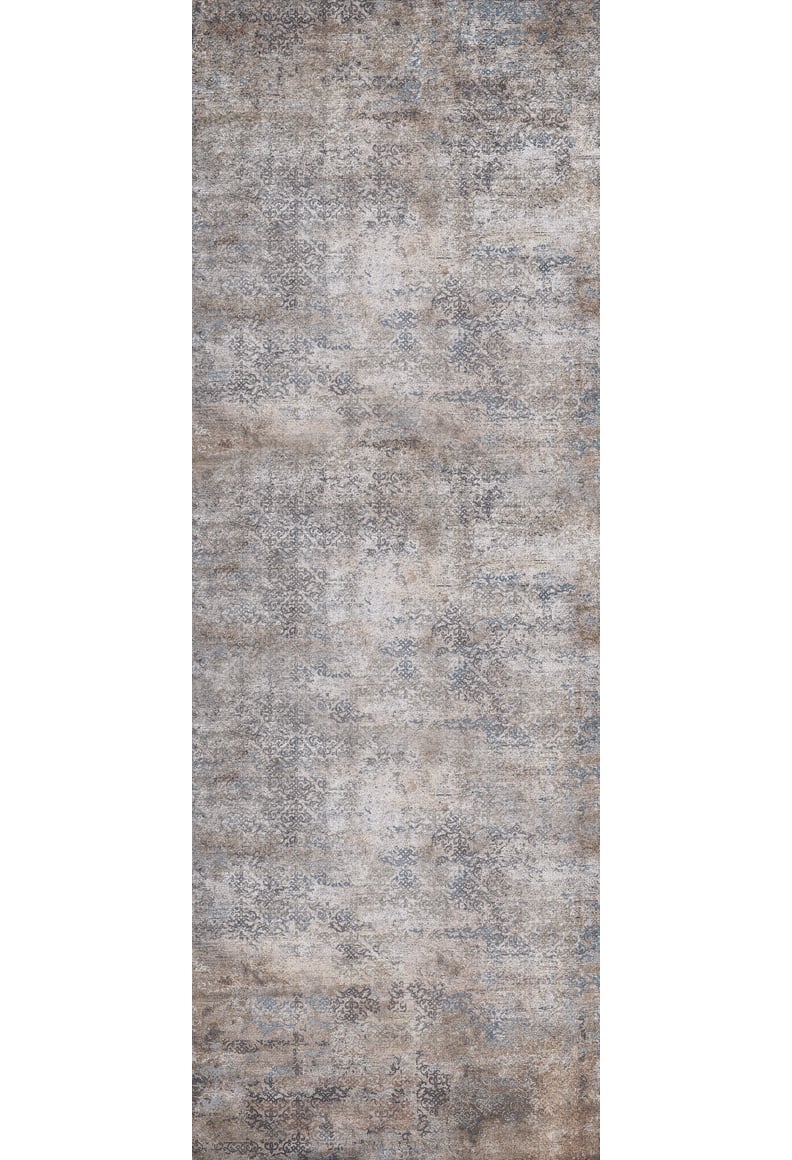 The Elegant Leaf - Washable Rug - JR1945 (Outlet) US is a rectangular flat weave rug with a distressed, vintage-style leaf pattern in muted gray, taupe, and blue tones—washable and easy-care for any room.