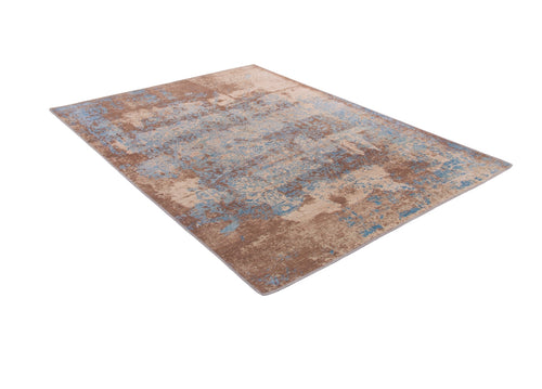 Load image 1 in gallery view. The Enchanted Threads - Washable Rug - JRS002 (Outlet) US is a rectangular flat weave area rug with a distressed brown, beige, and blue design, shown on a white background.