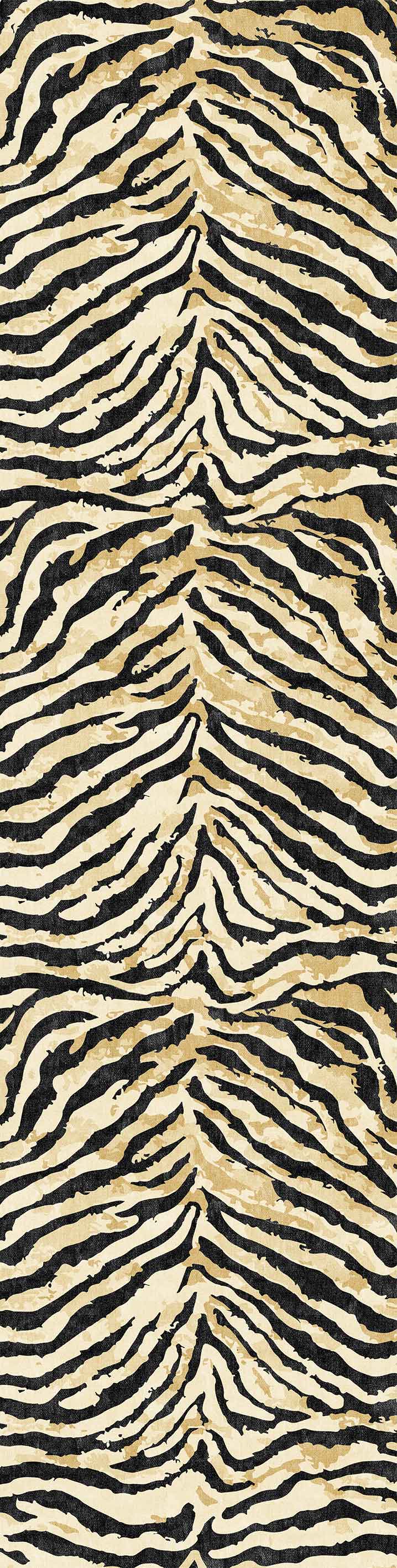 The Eternal Weave - Washable Rug - JRN39 (Custom Size) features an irregular black and beige zebra stripe pattern on a light tan background, offering animal-inspired style perfect for allergy-sensitive homes or high-traffic areas.