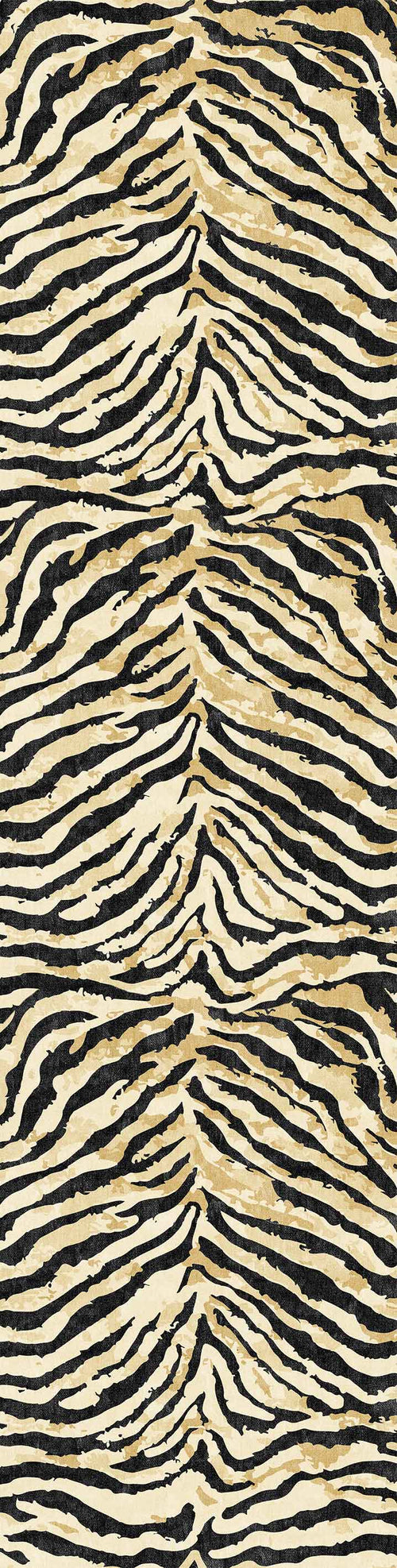 Load image 1 in gallery view. The Eternal Weave - Washable Rug - JRN39 (Custom Size) features an irregular black and beige zebra stripe pattern on a light tan background, offering animal-inspired style perfect for allergy-sensitive homes or high-traffic areas.