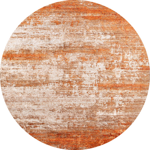 Load image 1 in gallery view. The Fluffy Brushed - Washable Rug - JR584 is a round, flat weave orange rug with textured rust and beige patterns for a distressed, vintage style. Its washable design adds convenience and elegance to any space.