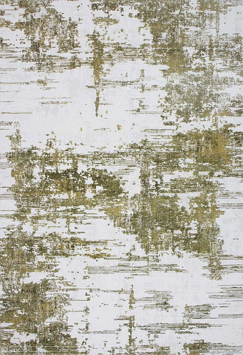 Load image 1 in gallery view. The Geometric Geometry - Washable Rug - JR1290 (Custom Size) features abstract olive green and gray patterns on a white background with a distressed look—modern, washable, and ideal for high-traffic areas.
