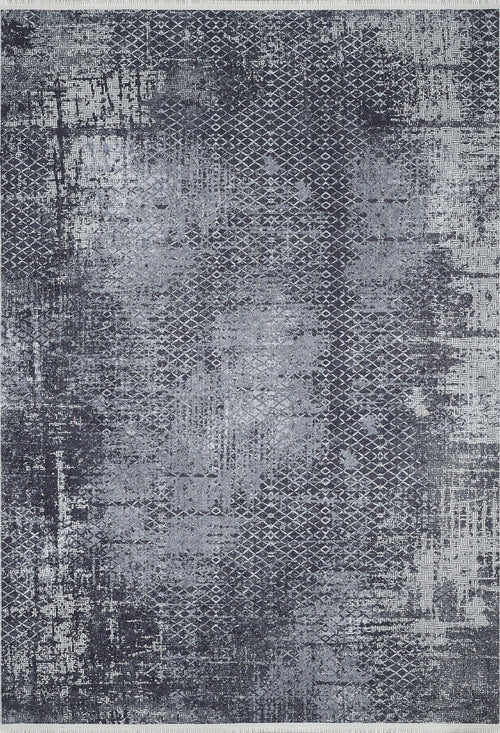 Load image 1 in gallery view. The Infinity Garden - Washable Rug - JR1749 (Custom Size) features a distressed abstract design in dark blue and gray with geometric diamonds—perfect for high-traffic areas and adding contemporary texture to your space.