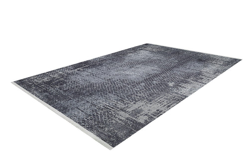 Load image 1 in gallery view. Infinity Garden - Washable Rug - JR1749 (Custom Size) is a rectangular, flat-weave rug in gray-anthracite with a distressed abstract pattern—washable and ideal for high-traffic areas. Shown on a white background.