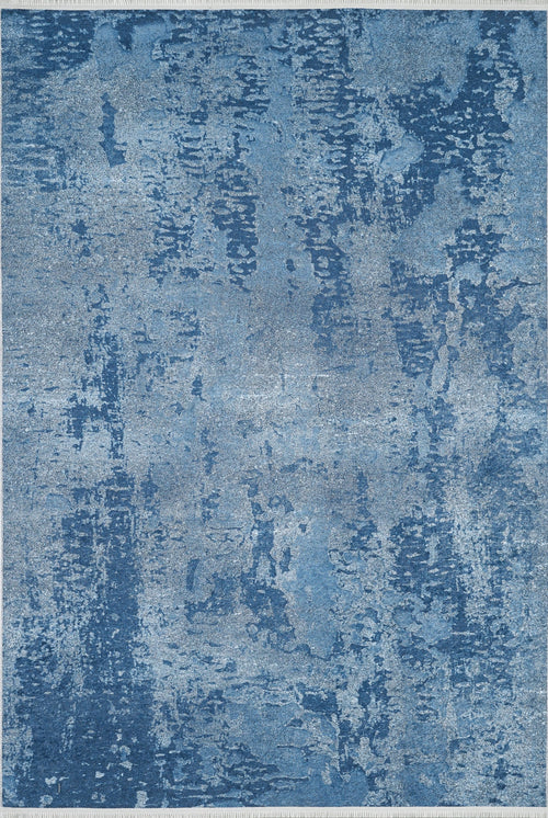 Load image 1 in gallery view. The Ivory Whisper - Washable Rug - JR1628 (Custom Size) features abstract blue and gray brushstroke patterns with a textured, distressed look. Durable and stylish, it’s perfect for high-traffic areas and offers a versatile mix of colors and textures.