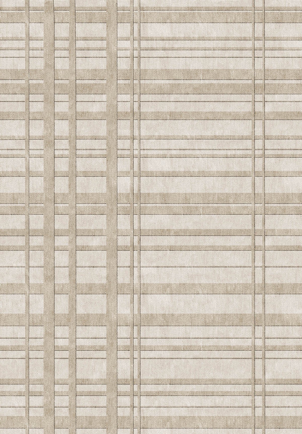Beige and cream rug with a grid pattern of intersecting vertical and horizontal lines.