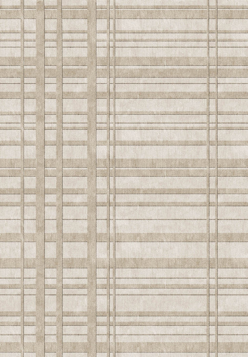 Bild 1 in Galerieansicht laden. Beige and cream rug with a grid pattern of intersecting vertical and horizontal lines.