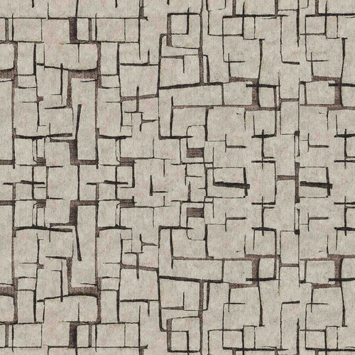 Load image 1 in gallery view. Beige and charcoal grey rug with an abstract, hand-drawn grid pattern of intersecting rectangular lines.