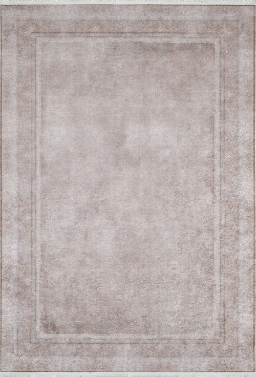 Load image 1 in gallery view. The Luxe Borderline - Washable Rug - JR1741 (Custom Size) is a rectangular, light beige rug with a subtle pattern and double border, ideal for high-traffic areas. Its minimal design pairs well with bronze and brown rugs for a cohesive look.