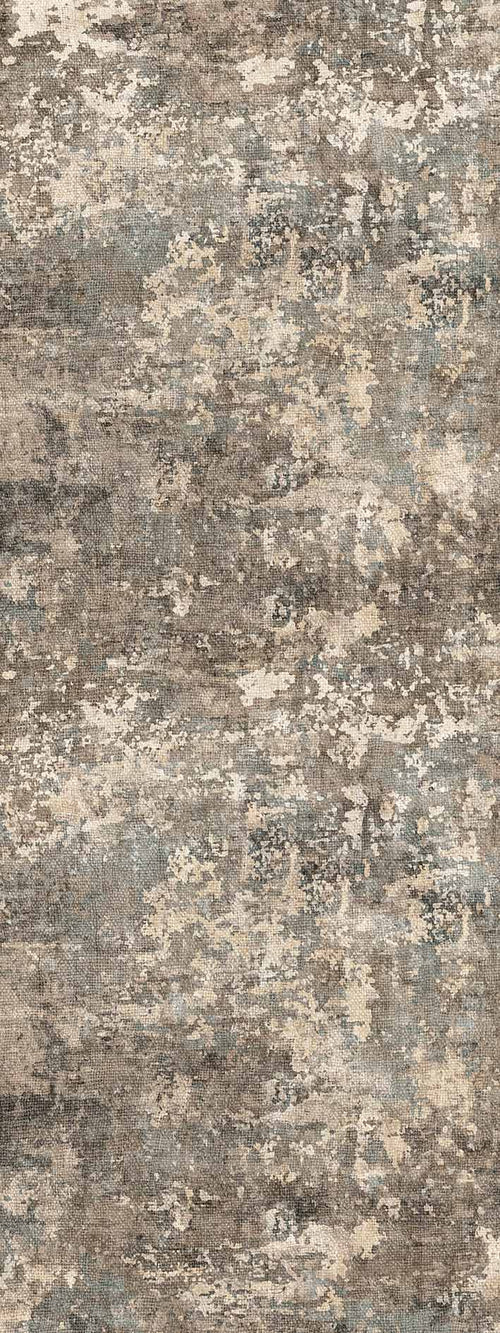 Load image 1 in gallery view. Grey, beige, and blue area rug with a distressed, abstract mottled texture.