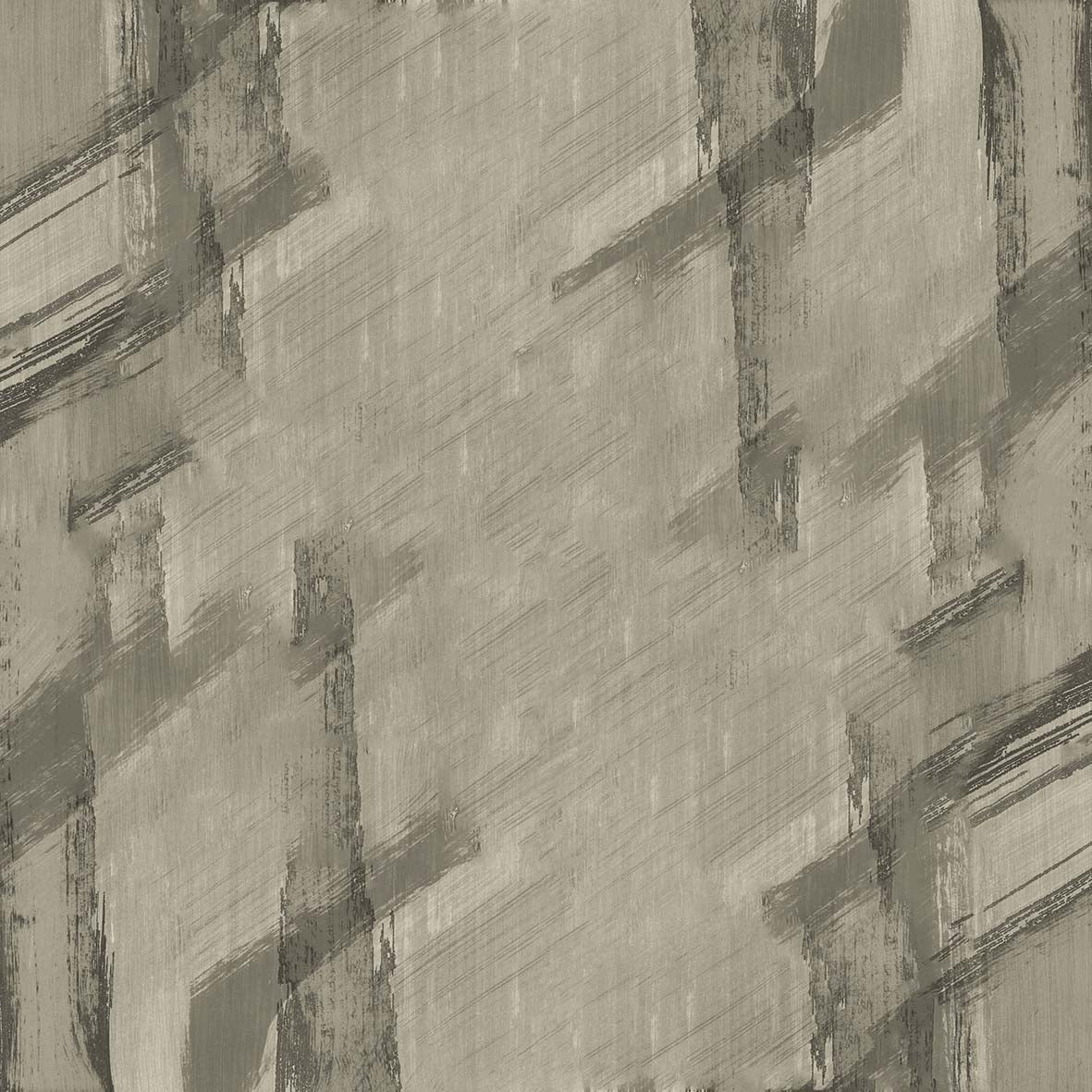 Taupe and charcoal abstract rug with a distressed, diagonal brushstroke pattern.