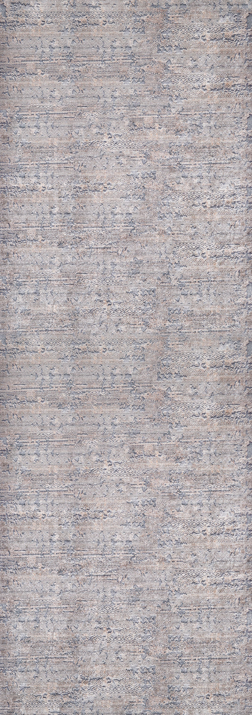 Load image 1 in gallery view. A close-up of the Modern Enigma - Machine-Washable Rug JR1883 shows textured, woven gray and light blue fabric with a subtle, irregular pattern—perfect for high-traffic areas.