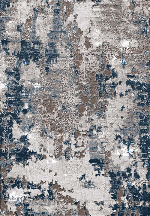 Load image 1 in gallery view. The Modern Melody - Washable Rug - JR586 (Custom Size) features irregular blue, brown, and off-white patches with a distressed look, adding unique character and contemporary style to any room.