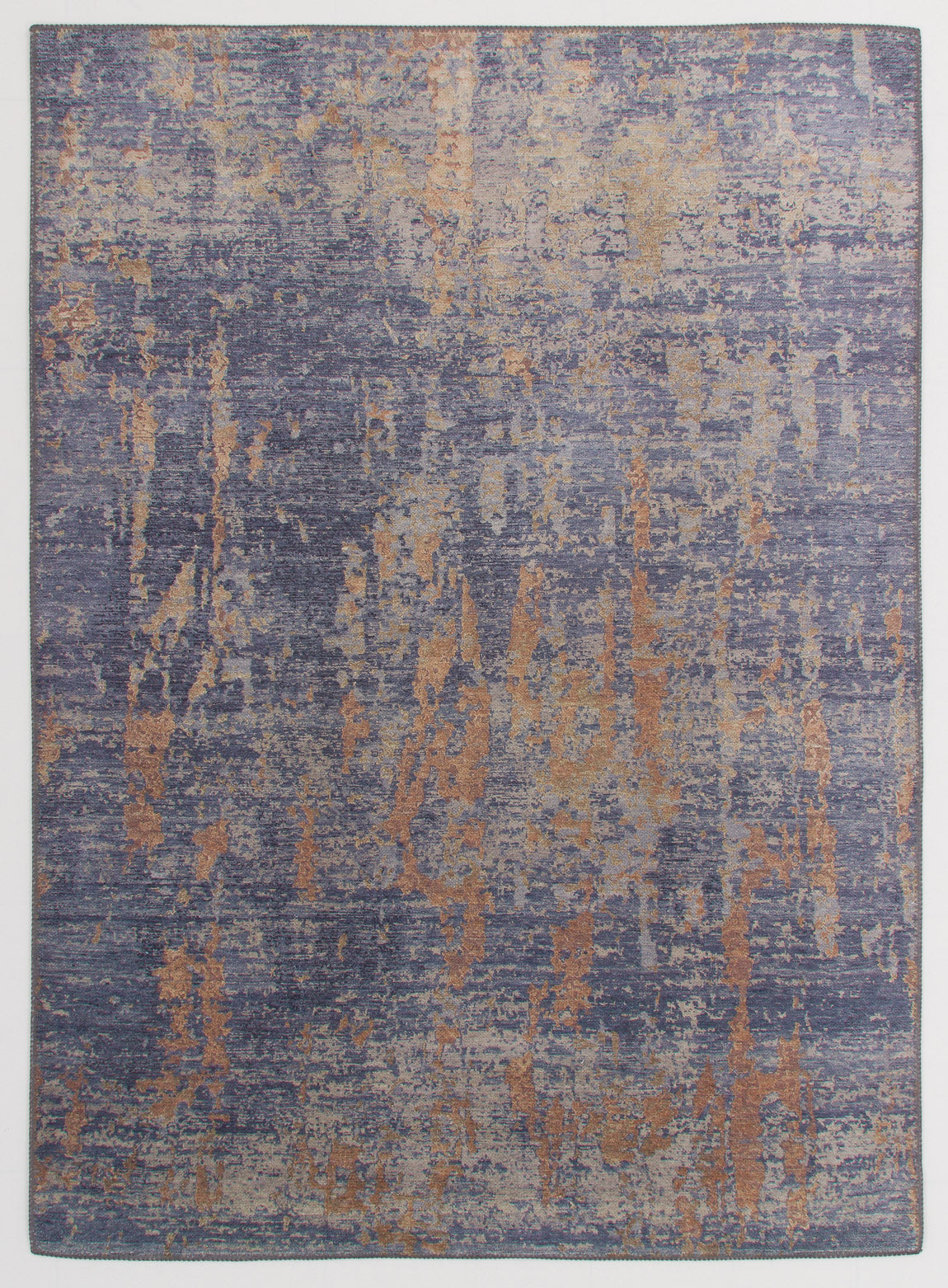 The Mystical Mosaic - Washable Rug - JRS003 (Outlet) US features an abstract blue and tan design in a textured, uneven pattern—ideal for high-traffic areas and easy to clean.