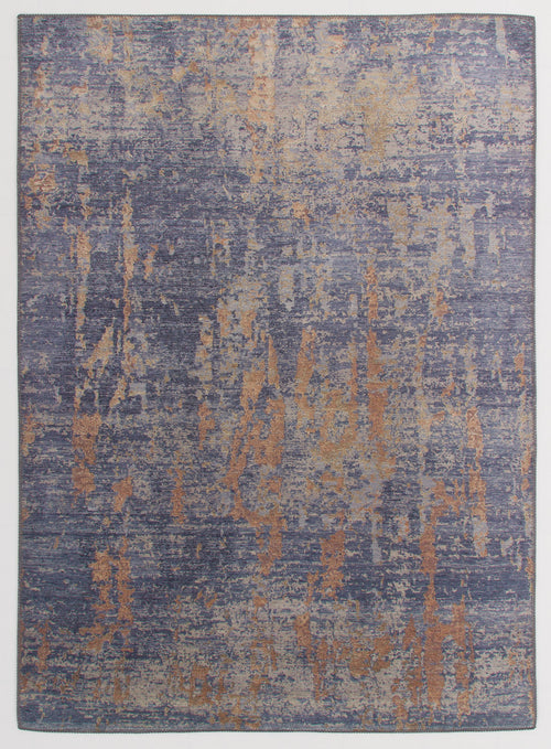 Load image 1 in gallery view. The Mystical Mosaic - Washable Rug - JRS003 (Outlet) US features an abstract blue and tan design in a textured, uneven pattern—ideal for high-traffic areas and easy to clean.