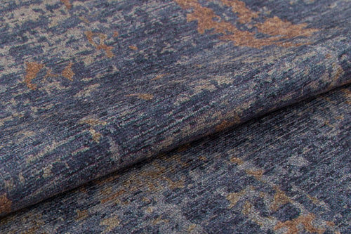Load image 1 in gallery view. Close-up of the Mystical Mosaic - Washable Rug - JRS003 (Outlet) US, featuring a folded, textured surface and mottled blue, gray, and brown pattern—perfect for high-traffic areas and displaying the rug’s soft fabric detail.