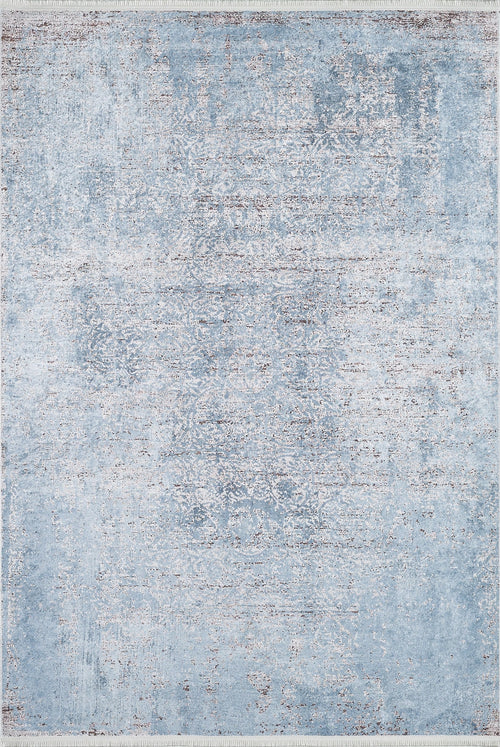 Load image 1 in gallery view. The Old World Charm - Washable Rug - JR1606 (Custom Size) features a distressed light blue, white, and brown vintage-style pattern. Its washable design makes it ideal for high-traffic areas, adding subtle, timeless charm to any space.